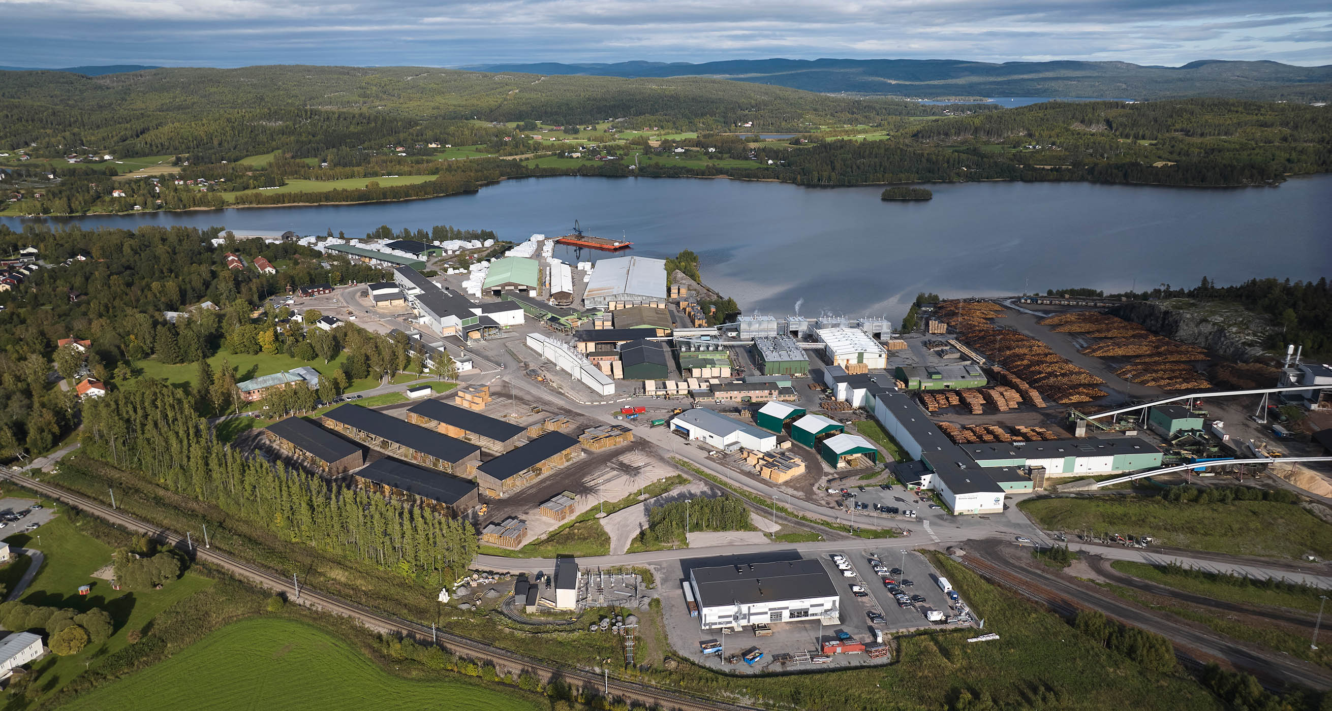 Luftbildaufnahme des SCA Werkes in Kramfors